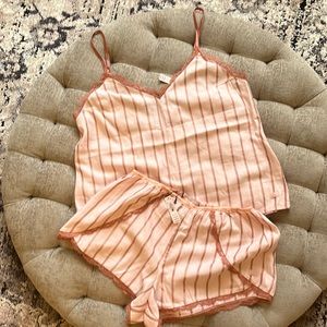 NWT Victoria Secret Lace Lined Pined Striped Two Piece Set.